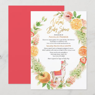 Convite Llama Mama Floral Greenery Chá de fraldas Virtual