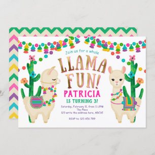 Convite Llama, mexicano, FIesta, Cute, Aniversário