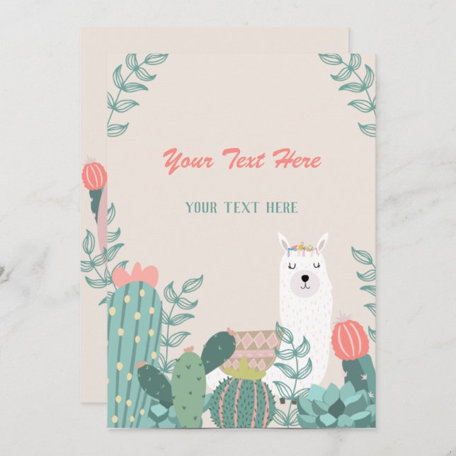 Convite Llama Qualquer Evento (Frente/Verso)