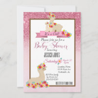 Llama Rosa Mama Sparkle Chá de fraldas Convide