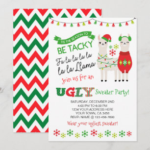 Convite Llama Ugly Sweater Party