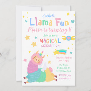 Convite Llama Unicorn Llamacorn Aniversário