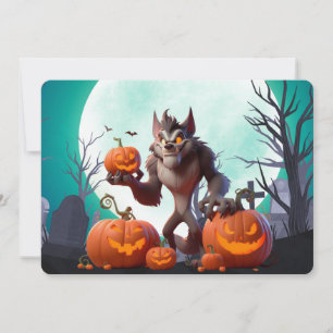 Convite Lobisomem e abóboras do Halloween