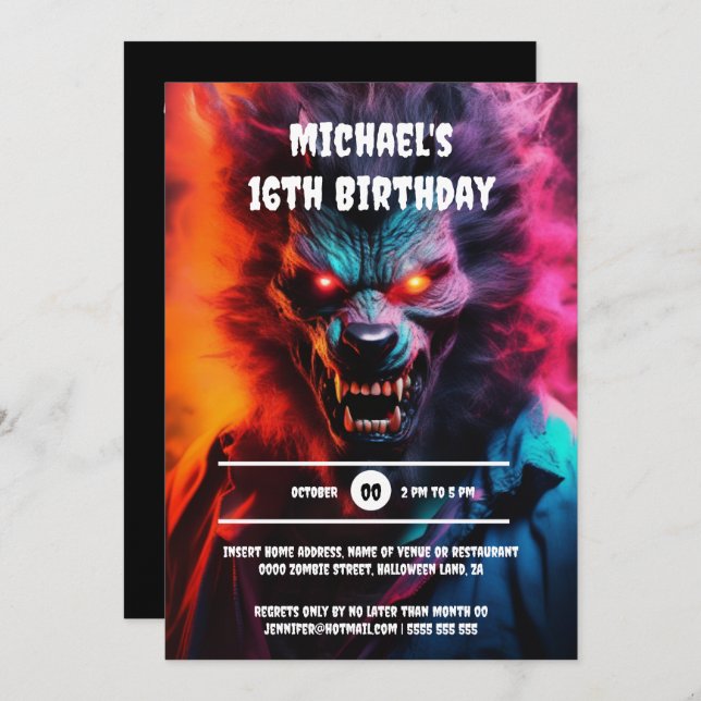 Convite Lobisomem, homem do lobisomem, adultos do festival (Frente/Verso)