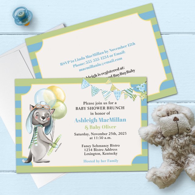 Convite Lobo Aviador, Chá de fraldas Striped (Criador carregado)