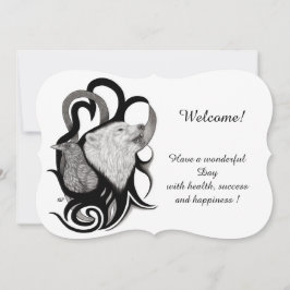 Convite Lobo Branco com Raven, adicione seu texto