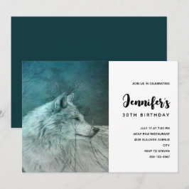 Convite Lobo Cinza Bonito em um Aniversário de Floresta Es