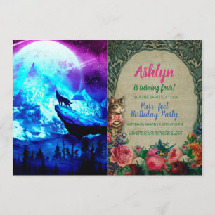 Convite Lobo colorido uivando