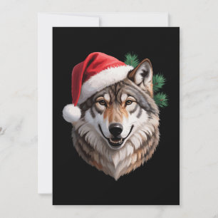 Convite Lobo de Natal Chapéu do Papai Noel Galhos de Pinhe