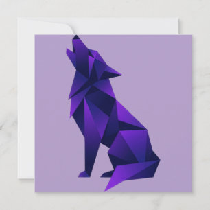 Convite Lobo Geométrico em Estilo Origami Animal Moderno
