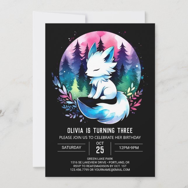 Convite Lobo Imprimível Minimalista - Aniversário (Frente)