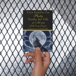 Convite Lobo Majestoso Sobre Pico Nevado