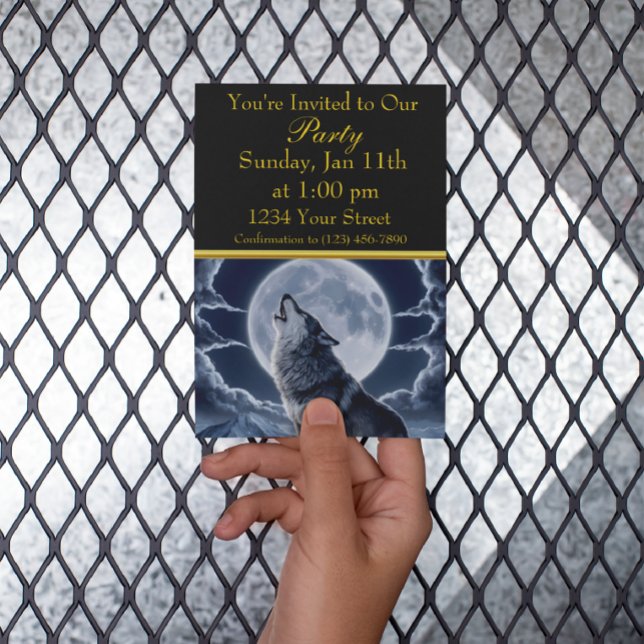 Convite Lobo Majestoso Sobre Pico Nevado (Criador carregado)