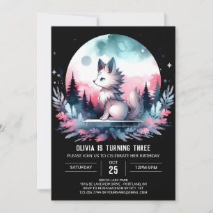 Convite Lobo Minimalista Elegante - Aniversário