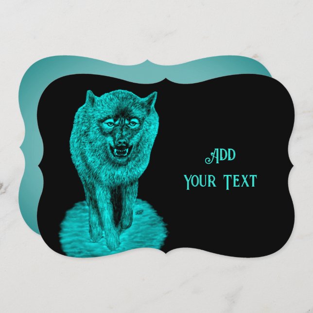 Convite Lobo Negro Zangado na Noite (Frente/Verso)