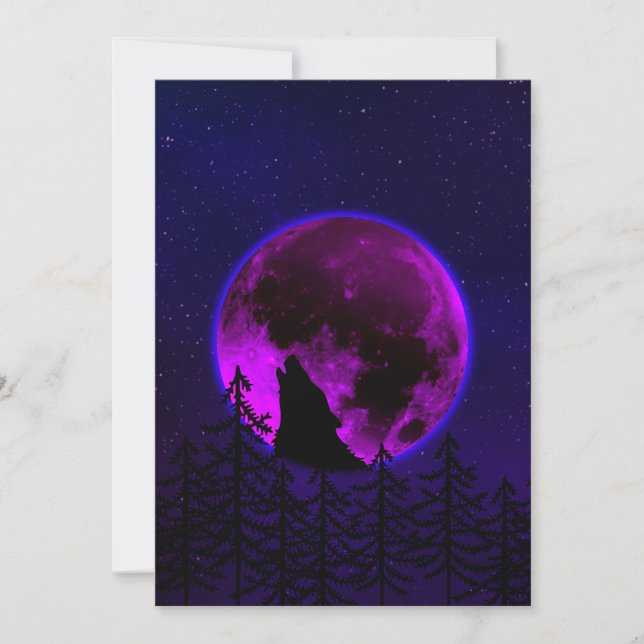 CONVITE LOBO UIVANDO LUA MAGENTA (Frente)