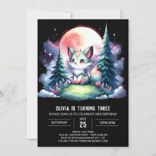 Convite Lobo Whimsical Minimalista - Aniversário
