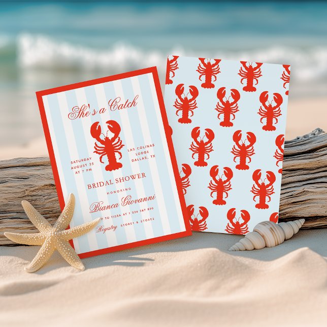 Convite Lobster She's a Catch Beach Coastal Bridal Shower (Criador carregado)