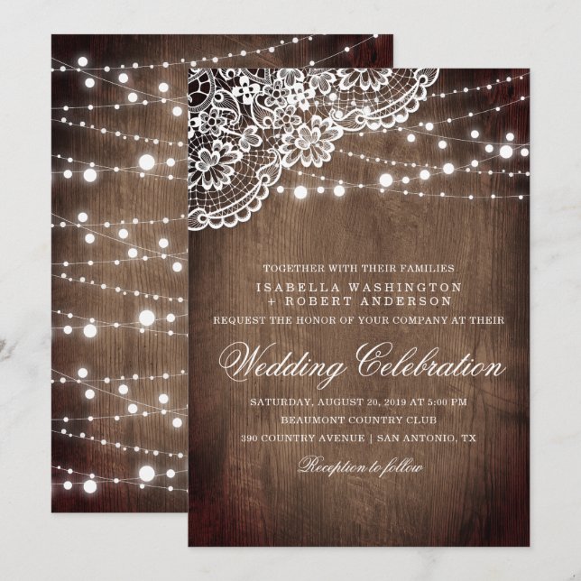 Convite Locação Floral E Corda De Luzes Casamento De Madei (Frente/Verso)