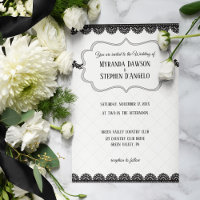 Locação Preta no Casamento Personalizado Branco