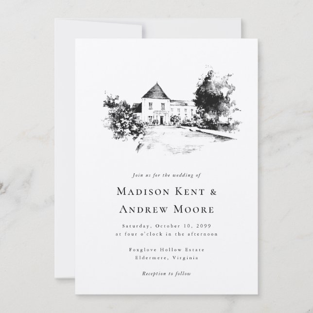 Convite Local de Casamento Carregue Seu Desenho Desenho Ca (Frente)