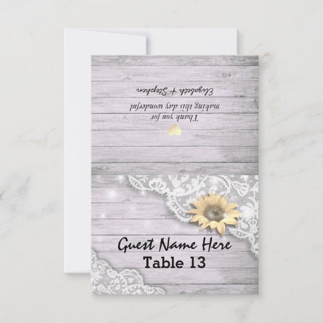 Convite Local De Casamento Número Da Mesa Lace Madeira De  (Frente)