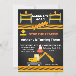 Convite Local De Construção Fecha O Aniversário de criança