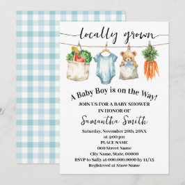 Convite Locally Grown Baby Boy on the Way Baby Shower