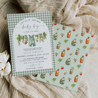 Convite Locally Grown Baby Boy Shower Invitation Green