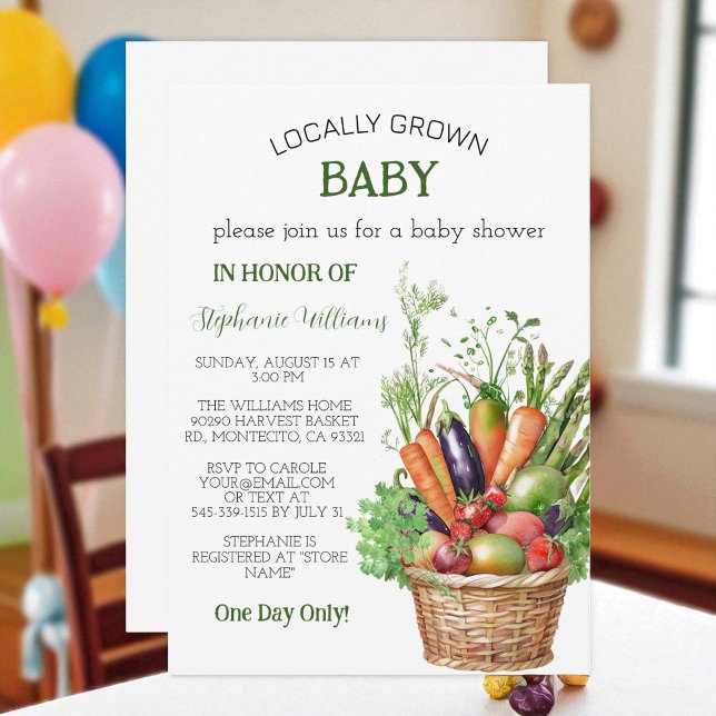 Convite Locally Grown Baby Farmers Market Baby Boy shower (Criador carregado)