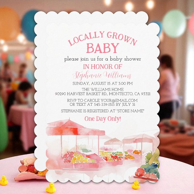 Convite Locally Grown Baby Farmers Market Baby Girl shower (Criador carregado)