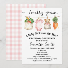Convite Locally Grown Baby Girl on the Way Baby Shower
