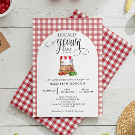 Convite Locally Grown Baby Shower Farm Fresh Red Gingham