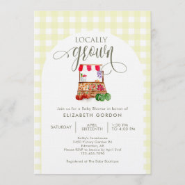 Convite Locally Grown Baby Shower Farm Market Gingham