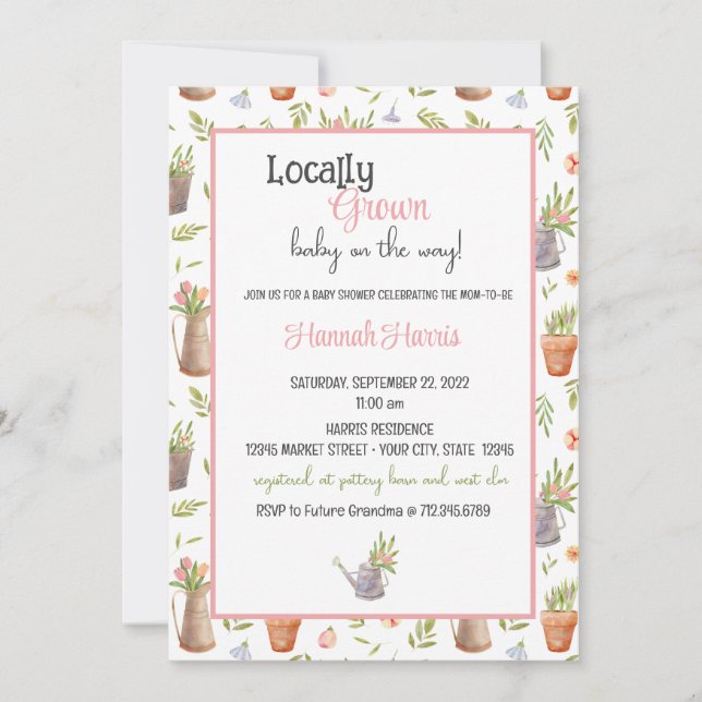 Convite Locally Grown Baby Shower Invitation (Frente)