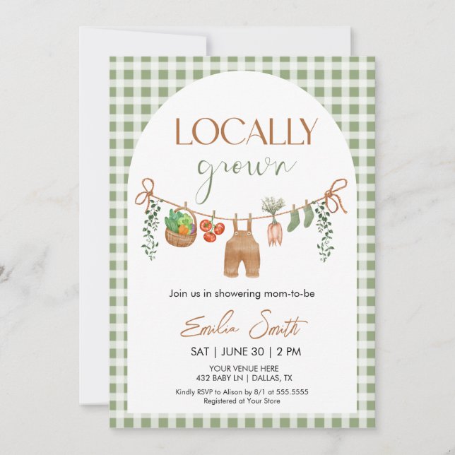 Convite Locally Grown Baby Shower Invitation (Frente)