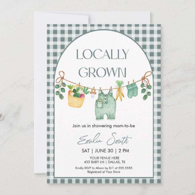 Convite Locally Grown, Farmers Mark Baby Shower Invitation (Frente)