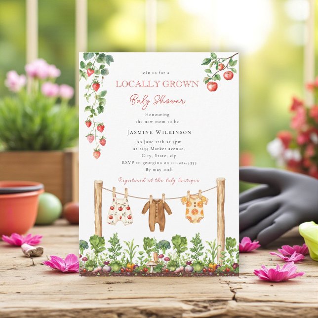 Convite locally grown  farmers market baby shower (Criador carregado)