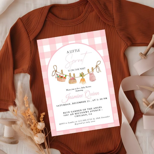 Convite Locally grown Girl baby shower little sprout  (Criador carregado)