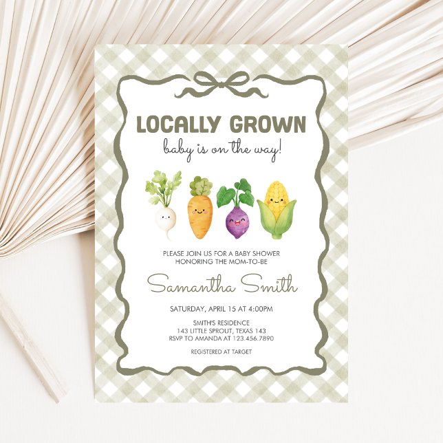 Convite Locally Grown Little Sprout Baby Shower (Locally Grown Baby Shower Invitation)