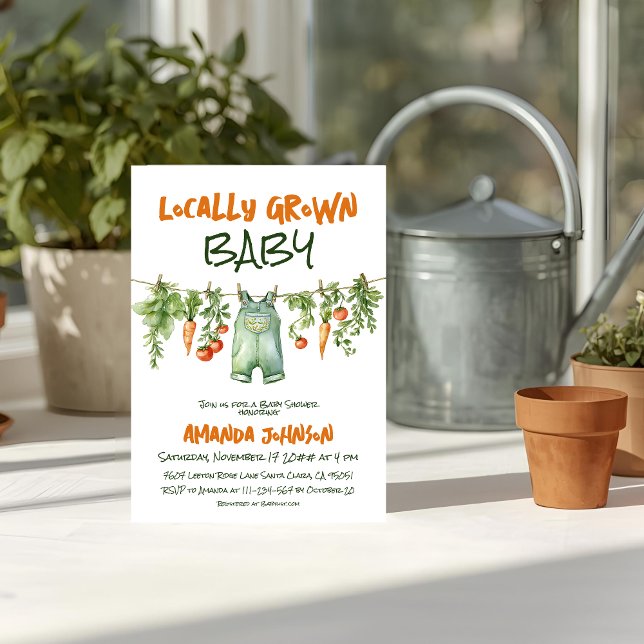 Convite Locally Grown Rustic Party Clothesline Baby Shower (Criador carregado)