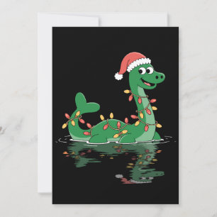 Convite Loch Ness Monster Luzes de Natal Chapéu do Papai N