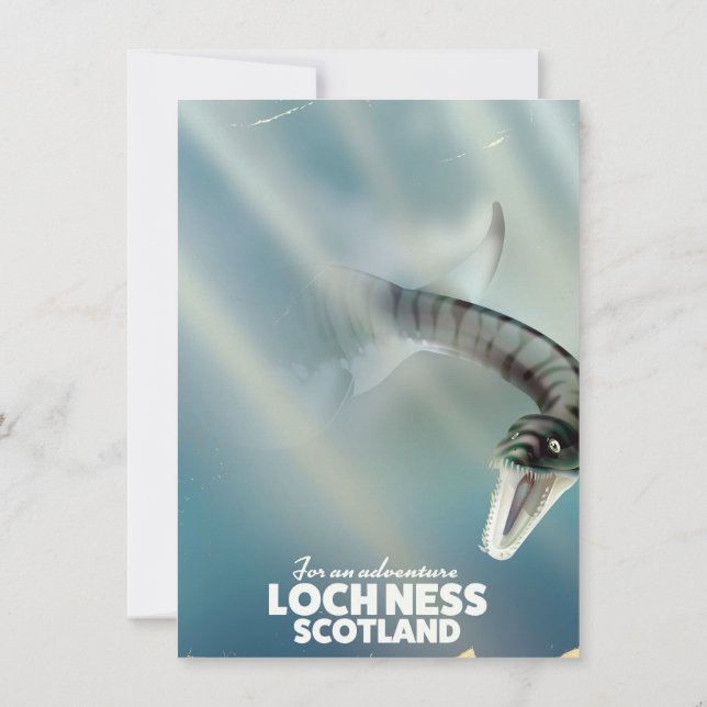 Convite Loch Ness Scotland monster viagens vintage (Verso)