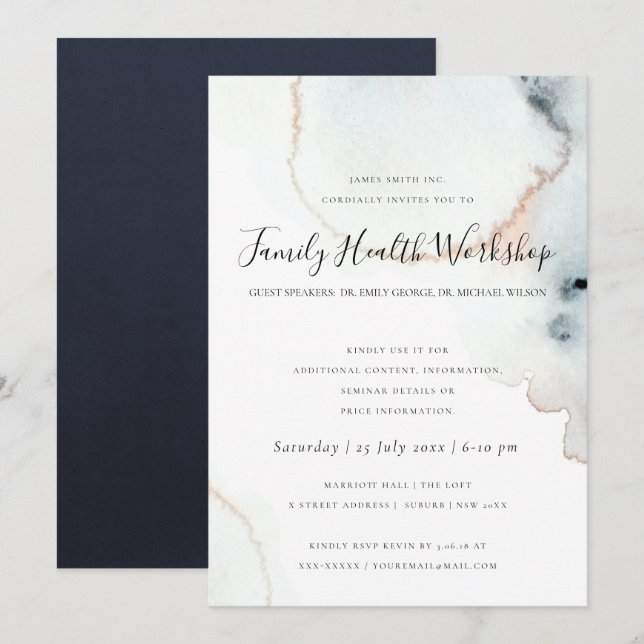 Convite LOGO DO EVENTO DO WORKSHOP DE PINCEL DE Aquarela A (Frente/Verso)