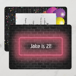 Convite Logon do Neon do Partido aniversário de 21 anos