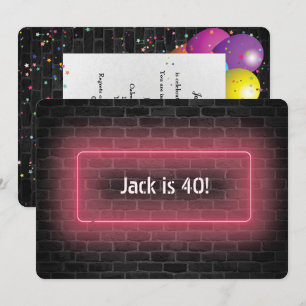 Convite Logon do Neon do Partido aniversário de 40 anos
