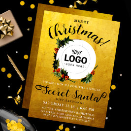 Convite Logotipo da Empresa de Papai Noel Secreto de Natal