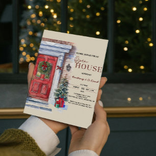 Convite Logotipo da Porta Vermelha Elegante do inverno Abe