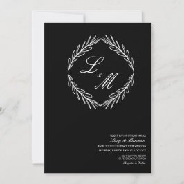 Convite Logotipo de Casamento de Galho de Letra Elegante M
