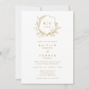 Convite Logotipo de Casamento Formal Clássico Elegant Cres
